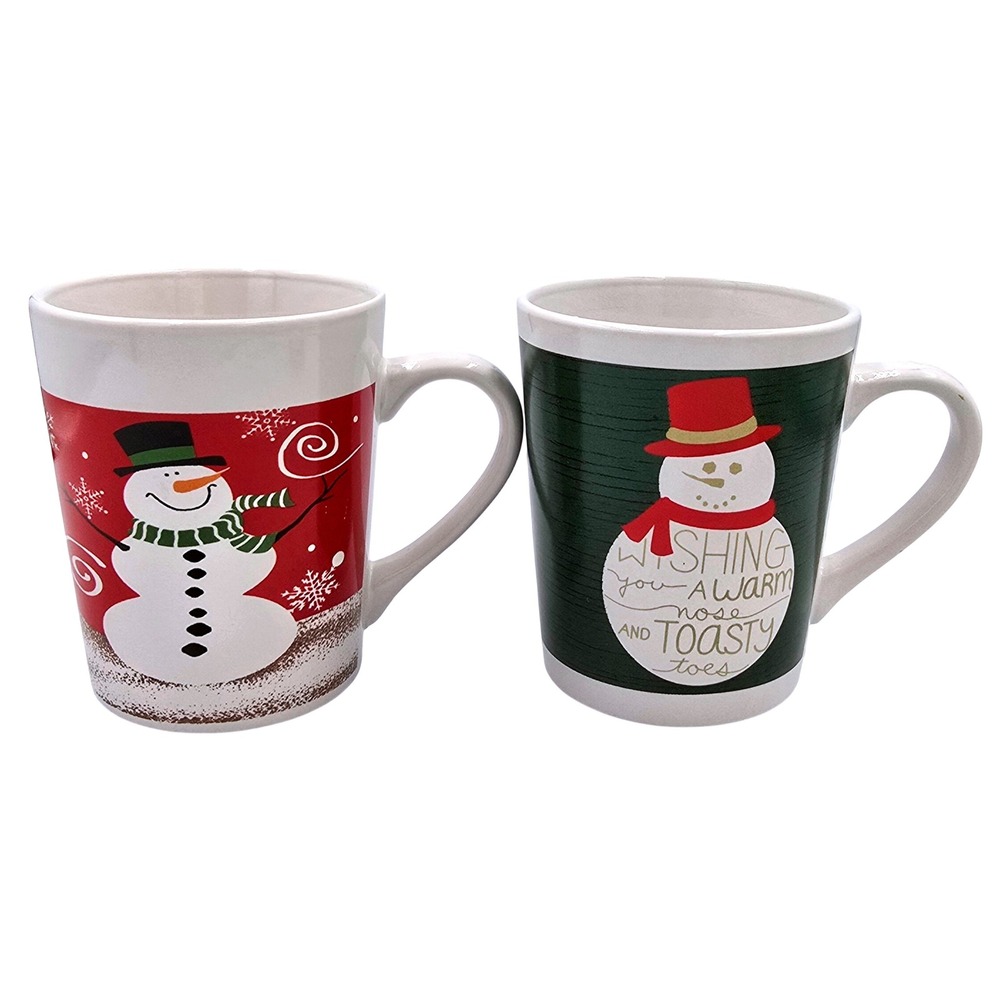 Royal Norfolk Snowman Mugs Set of 2 "Wishing You a‎ Warm Nose and Toasty Toes"